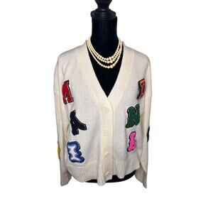 Runway Alphabet Cardigan Varsity Patch Cotton Blend Grandpa Core XL